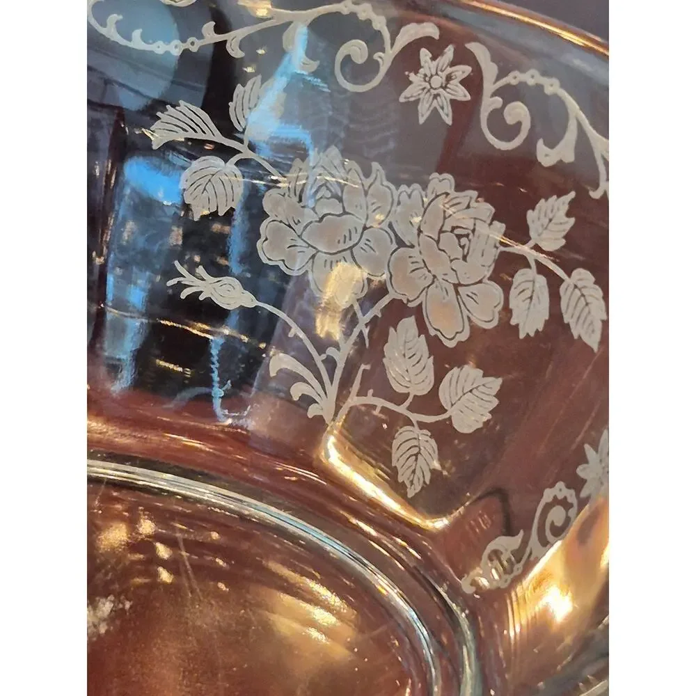 Rare Fostoria Midnight Rose Divided Relish Dish Etched Depression Glass Vtg 30s